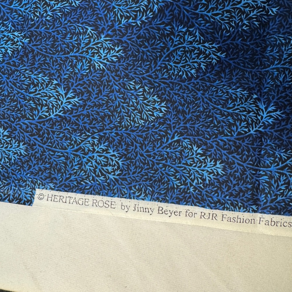 RJR Fashion Fabrics Jinny Beyer Heritage Rose Fabric 3 Yards Blue Botanical